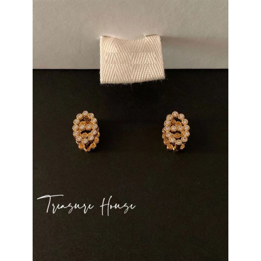 Bông Tai Mạ Bạc 925 Hình Tròn Đính Kim Cương Giả Sang Trọng