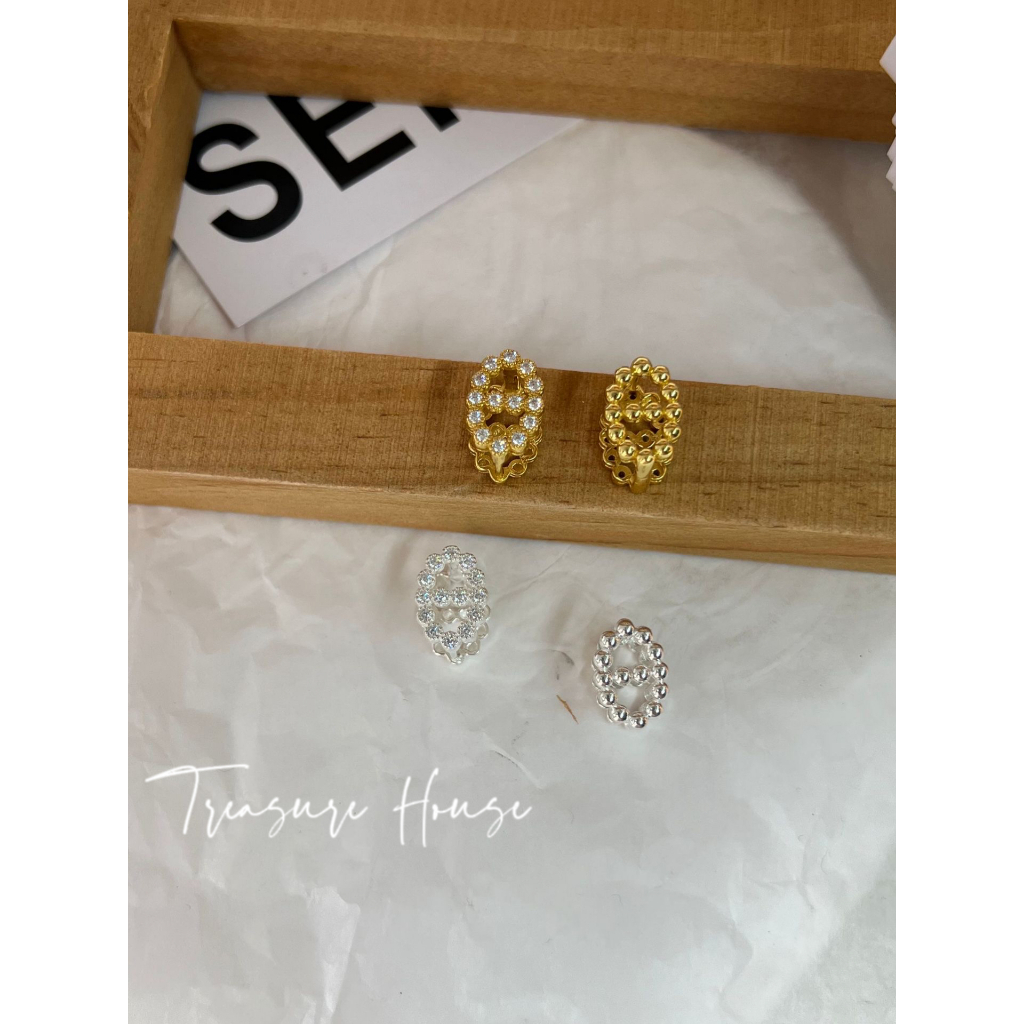 Bông Tai Mạ Bạc 925 Hình Tròn Đính Kim Cương Giả Sang Trọng