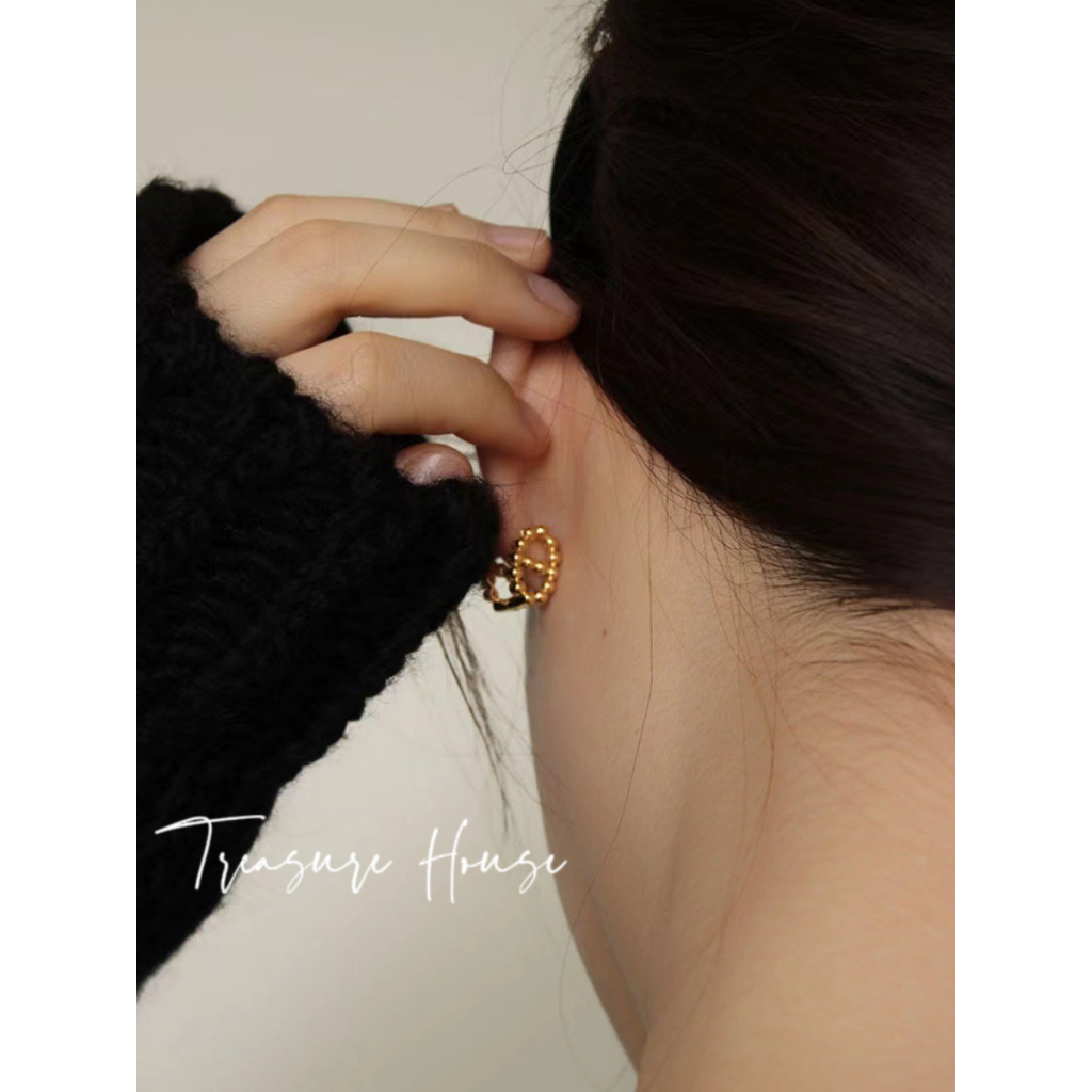 Bông Tai Mạ Bạc 925 Hình Tròn Đính Kim Cương Giả Sang Trọng