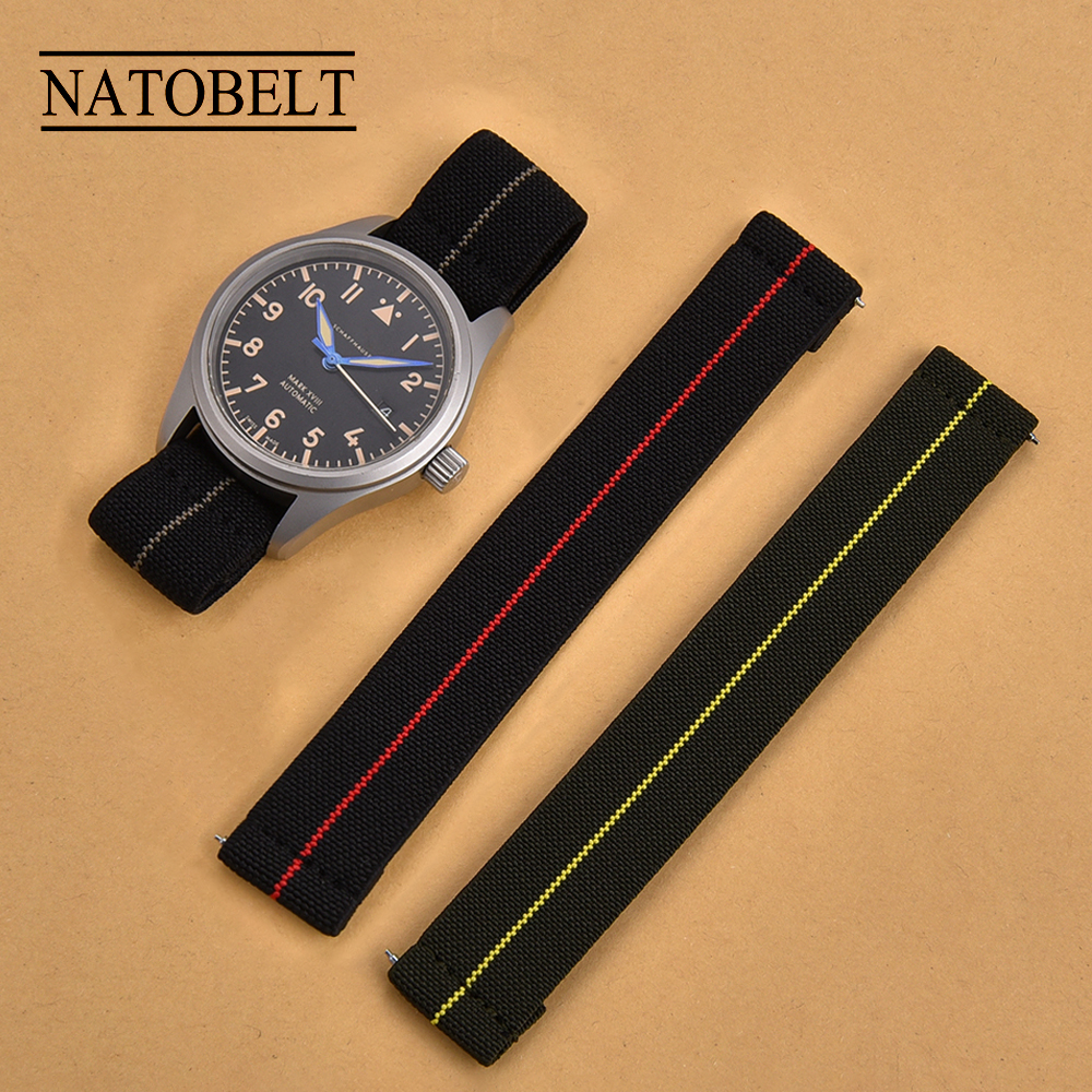 Dây Đồng Hồ Dù Nylon Co Giãn Tháo Lắp Nhanh Dài 15cm Thiết Kế Mới Dành Cho Nam 18 / 19 / 20 / 21 / 22mm