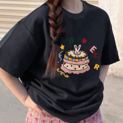 Jiashucheng Áo Thun Cotton Ngắn Tay Dáng Rộng Phong Cách Hàn Quốc Dễ Phối Đồ Cho Nữ