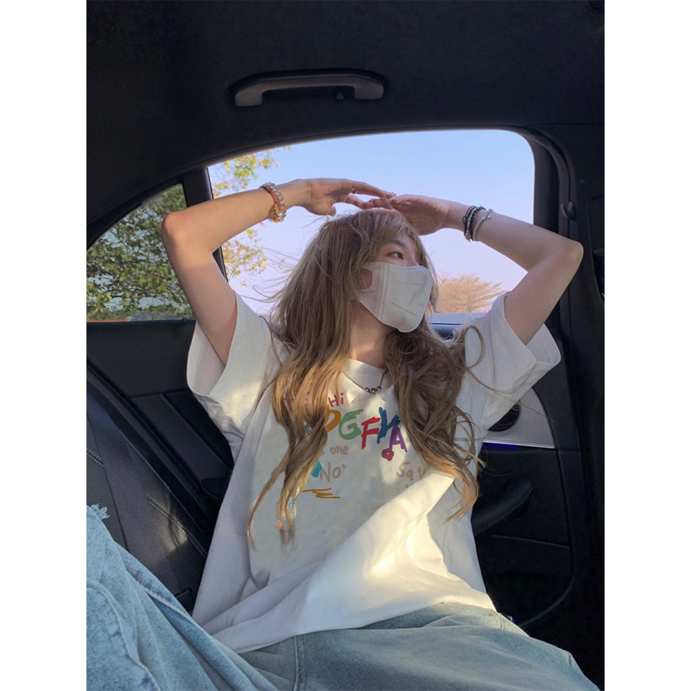 Áo thun RDGF cotton tay ngắn cổ tròn phong cách Hàn Quốc thời trang xuân hè 2023 dành cho nữ oversize