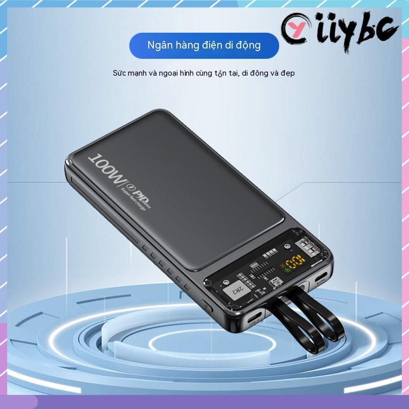 Sạc Dự Phòng 2 Dây 100W 10000mAh Đa Năng Cho Samsung / Xiaomi / oppo / vivo