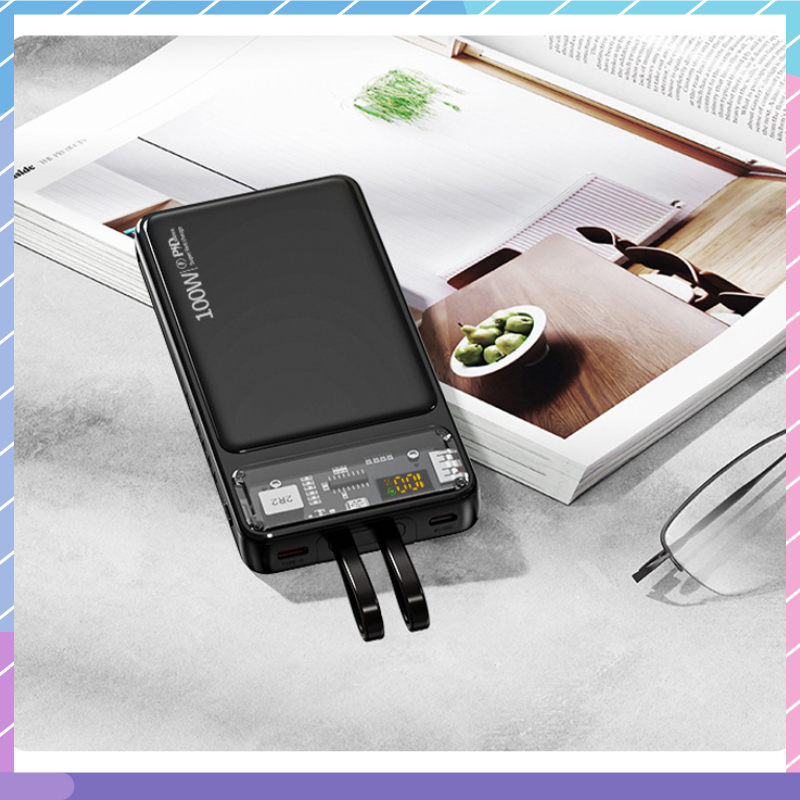 Sạc Dự Phòng 2 Dây 100W 10000mAh Đa Năng Cho Samsung / Xiaomi / oppo / vivo