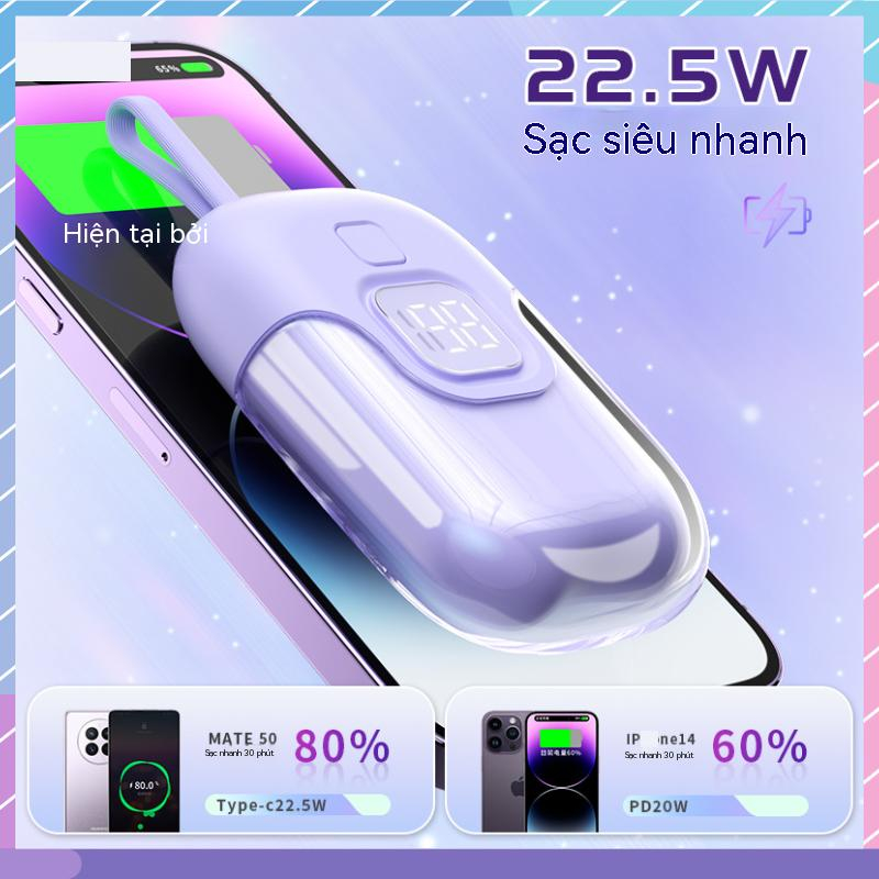 Pin Sạc Dự Phòng 22.5W Có Dây Cáp Tích Hợp Sạc Dự Phòng 10000mAh Cho Samsung / Xiaomi / oppo / vivo