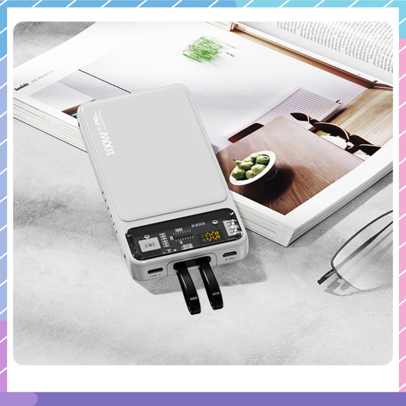 Sạc Dự Phòng 2 Dây 100W 10000mAh Đa Năng Cho Samsung / Xiaomi / oppo / vivo