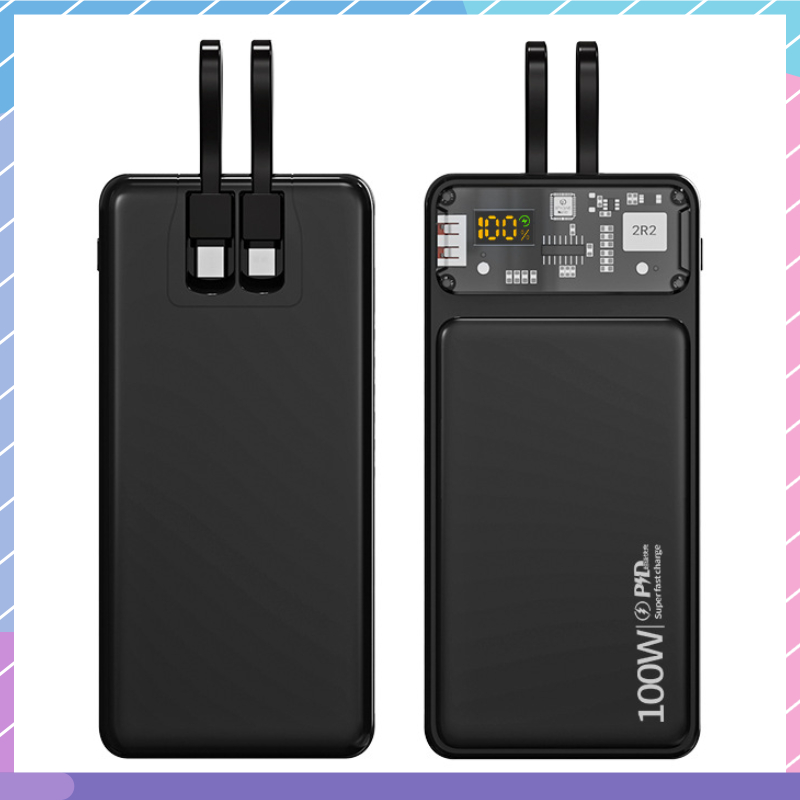 Sạc Dự Phòng 2 Dây 100W 10000mAh Đa Năng Cho Samsung / Xiaomi / oppo / vivo