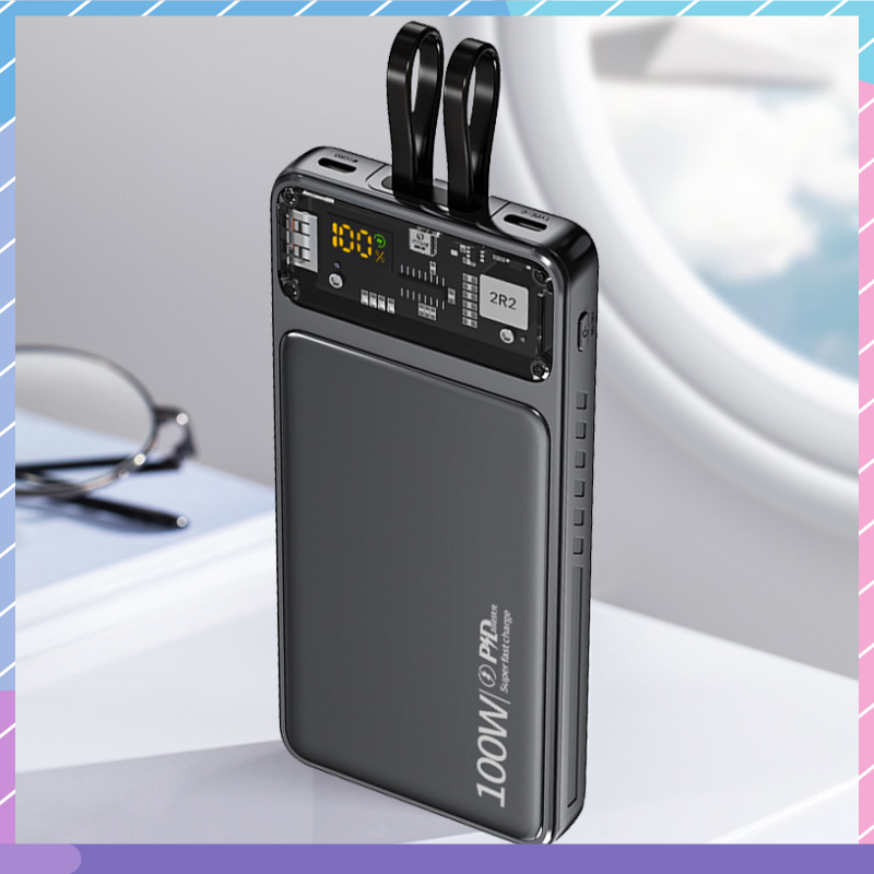 Sạc Dự Phòng 2 Dây 100W 10000mAh Đa Năng Cho Samsung / Xiaomi / oppo / vivo