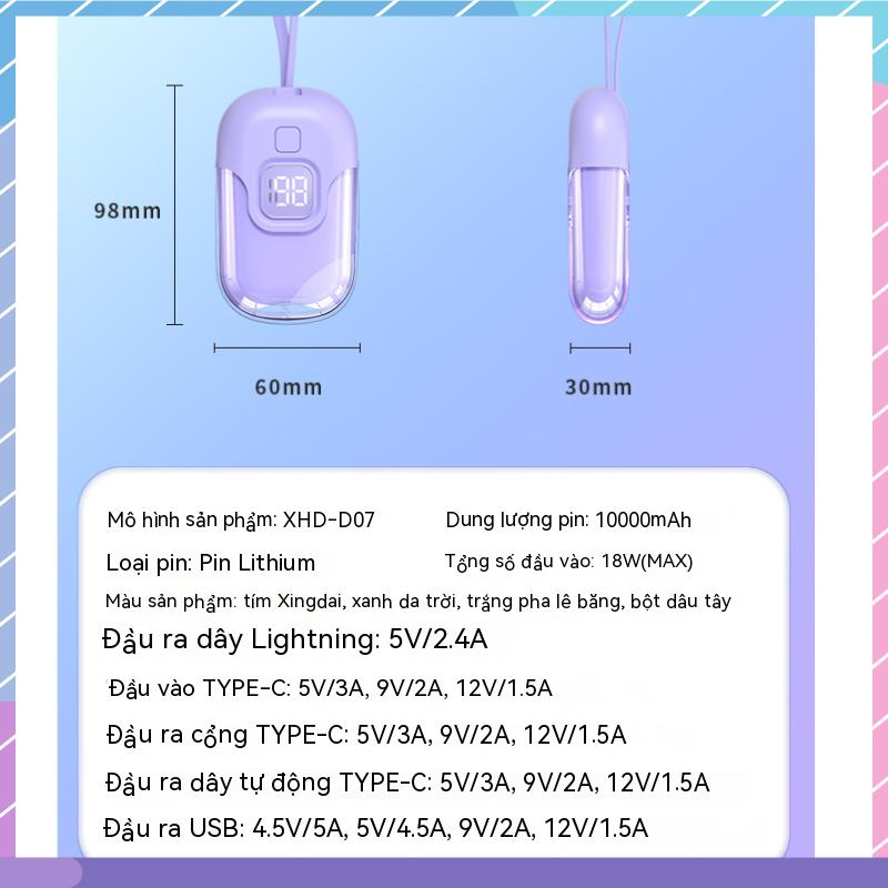 Pin Sạc Dự Phòng 22.5W Có Dây Cáp Tích Hợp Sạc Dự Phòng 10000mAh Cho Samsung / Xiaomi / oppo / vivo