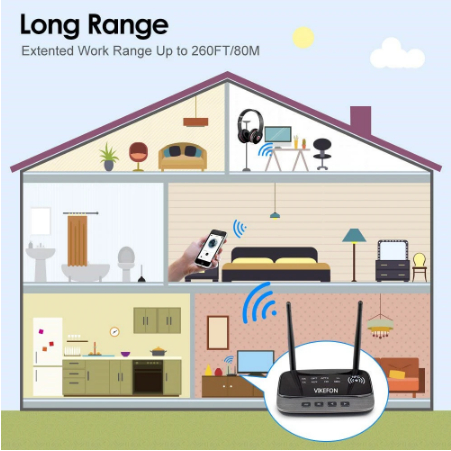 Bộ Thu Phát Âm Thanh NFC 80m Bluetooth 5.0 aptX LL HD SPDIF AUX 3.5mm Cho TV PC 2