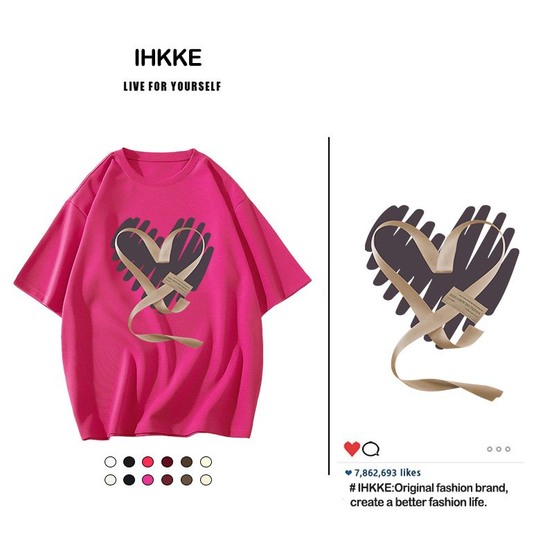 ihkke Áo Thun 100% Cotton In Chữ Phong Cách Vintage Cho Cặp Đôi