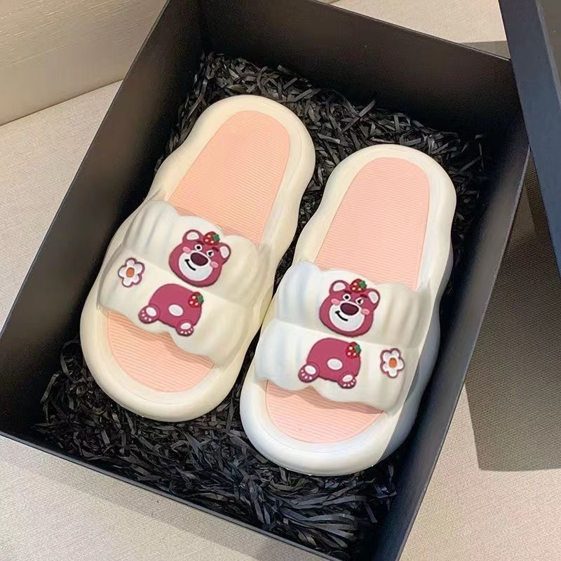 Dép Sandal Đế Dày Mềm Mại Thoải Mái Họa Tiết Dâu Tây / Gấu Hoạt Hình Phong Cách Hàn Quốc Cho Nữ