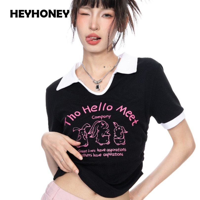 HEYHONEY Áo baby tee croptop 2023 Thời Trang Nữ A29J1AM