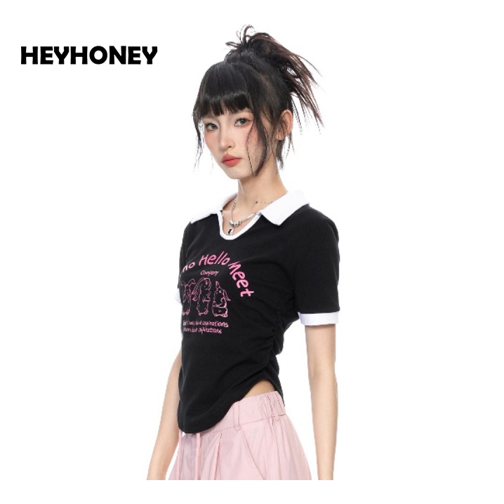 HEYHONEY Áo baby tee croptop 2023 Thời Trang Nữ A29J1AM