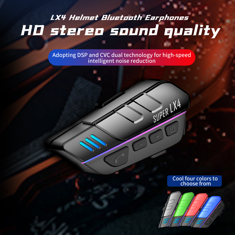 Bộ Tai Nghe Bluetooth 5.0 Không Dây Chống Nước Giảm Tiếng Ồn LX4 Dùng Khi Lái Xe Moto