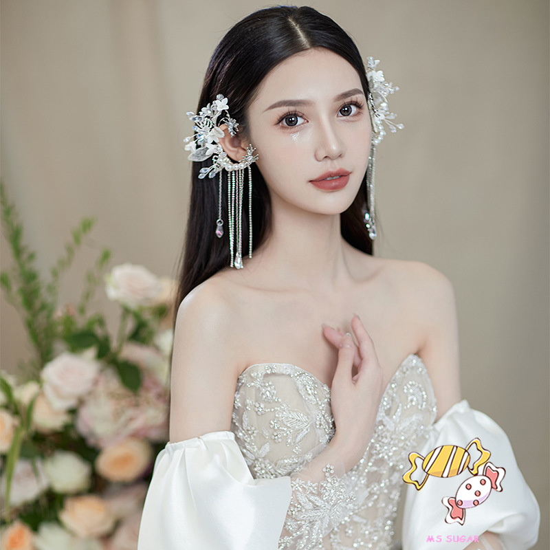 YADORNOS Đôi Bông Tai Kiểu Kẹp Vành Tai Hình Bướm Có Tua Rua Cho Nữ