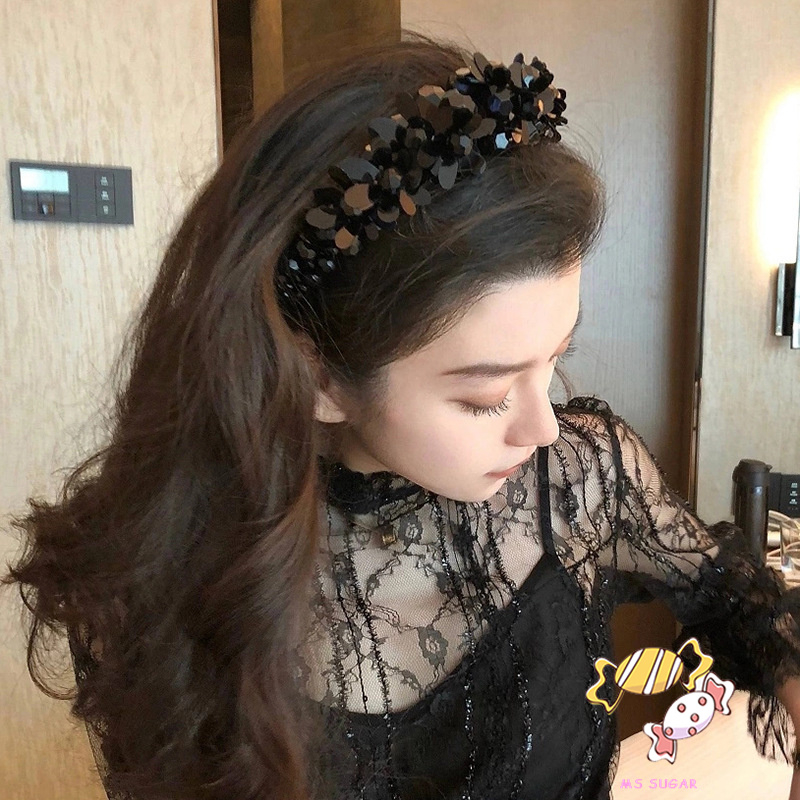 YADORNOS Băng Đô Cài Tóc Đính Hạt Thủy Tinh Màu Sắc Đơn Giản Cho Cô Dâu