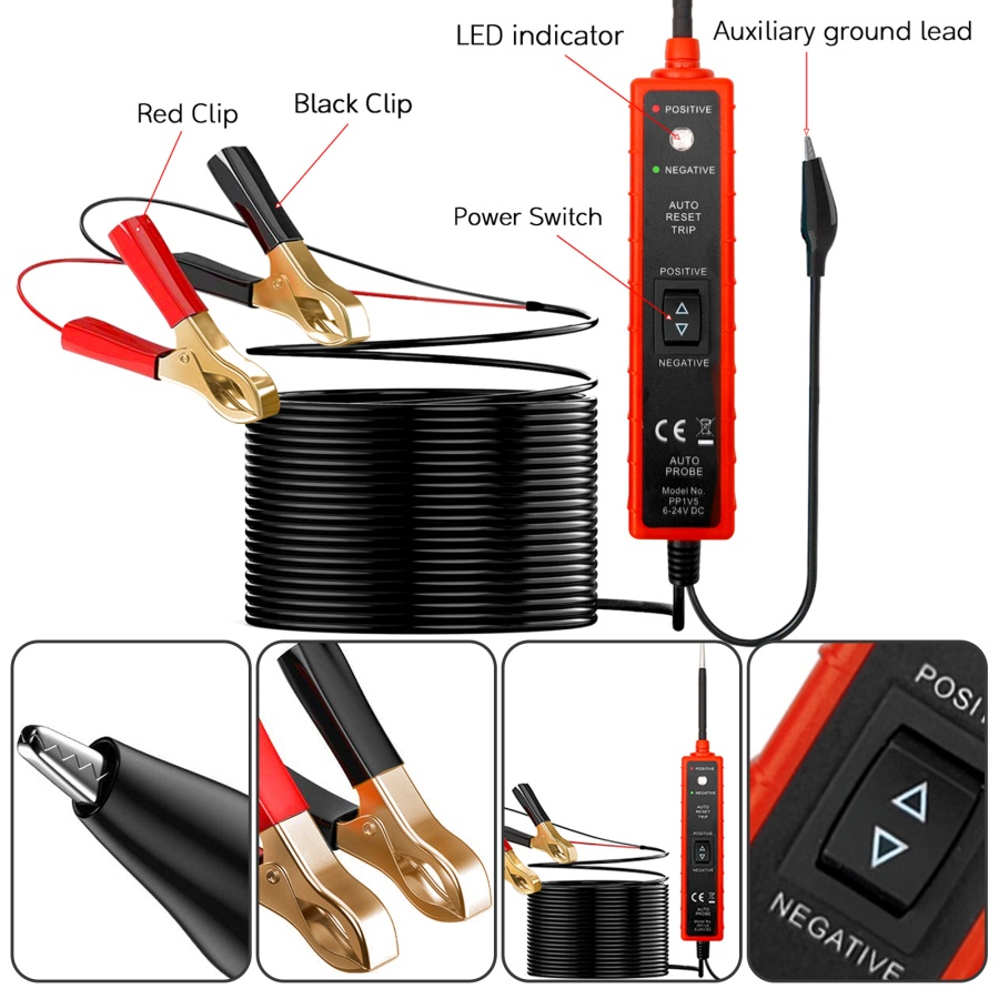 Bút Thử Điện 6-24V P50 DC Sang AC Cho Xe Hơi, Xe Máy