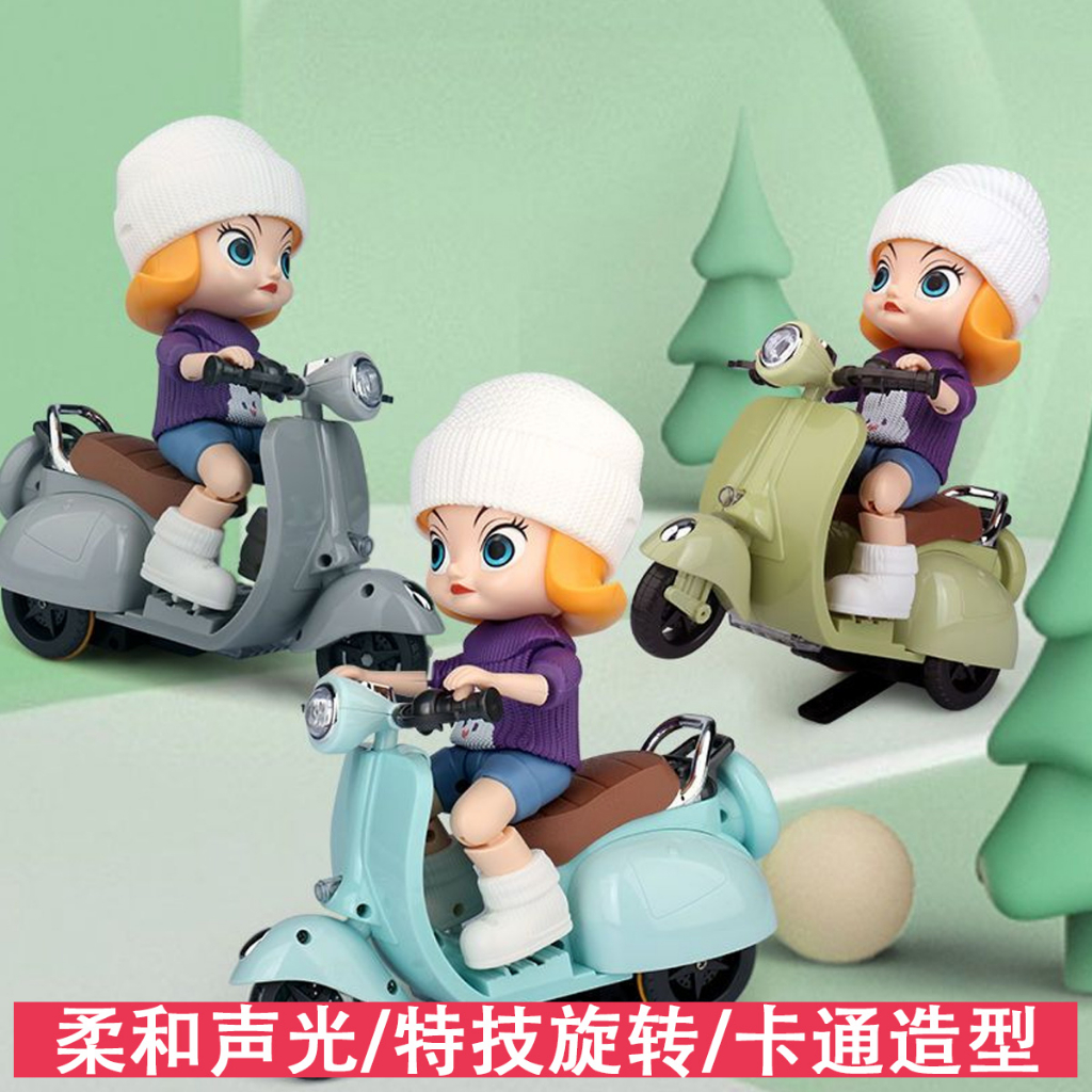 Mô Hình Xe Mô Tô Tik Tok Tok Phong Cách Cùng Con Cừu Nhỏ Lấp Lánh Làm Quà Tặng
