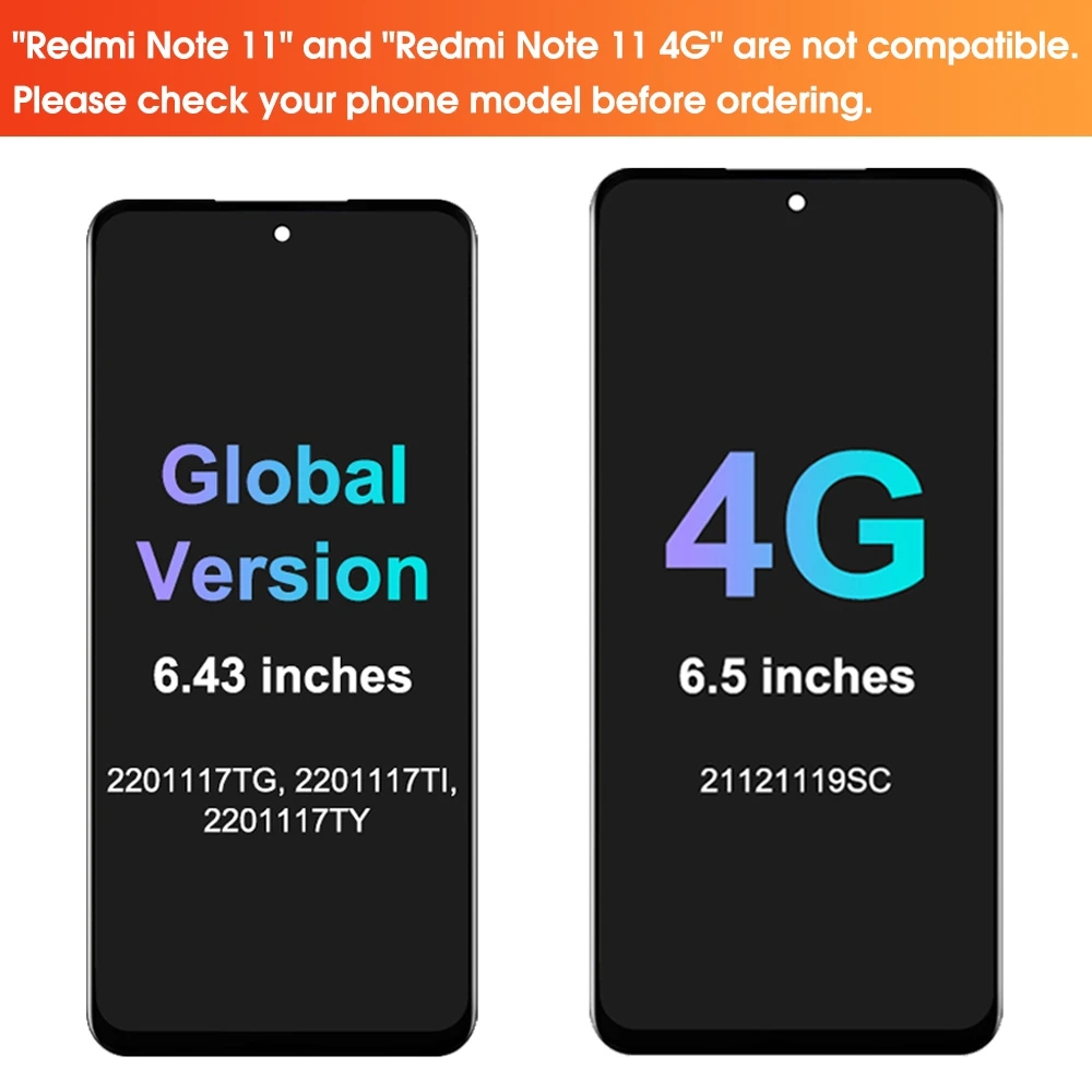 Màn Hình LCD Chất Lượng Cao Thay Thế Cho Xiaomi Redmi Note 11 2201117Tg Note 11 4G 21121119Màn Hình Cảm Ứng Kèm Khung Thay Thế Chất Lượng Cao