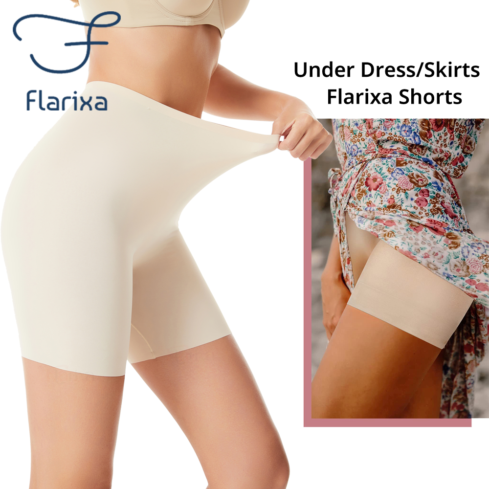 Flarixa Quần Short An Toàn Mặc Dưới Váy Eo Cao Co Giãn Không Đường May Cho Nam Nữ