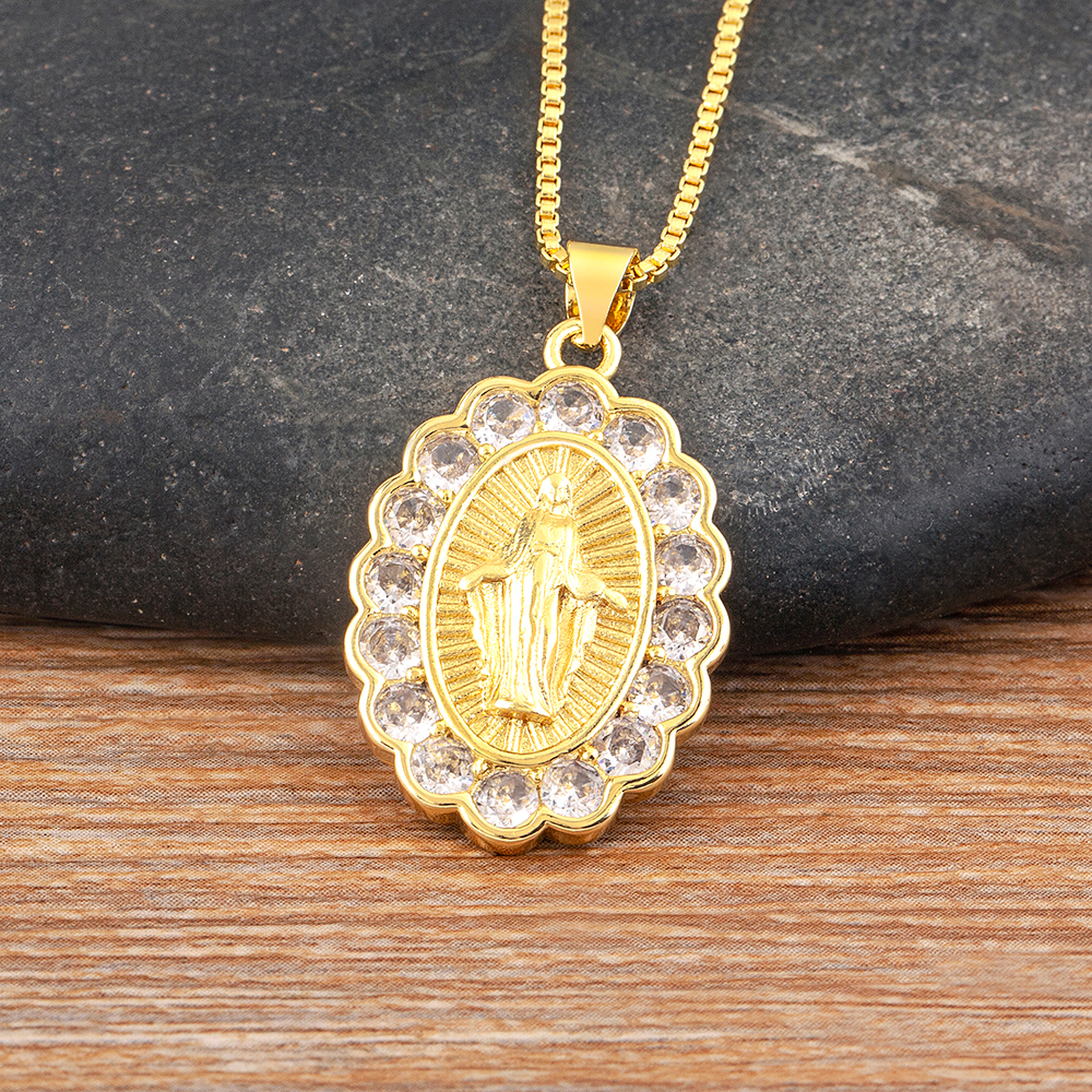Vòng cổ Mặt Đá Zircon Hình Đức Mẹ Mary Thời Trang