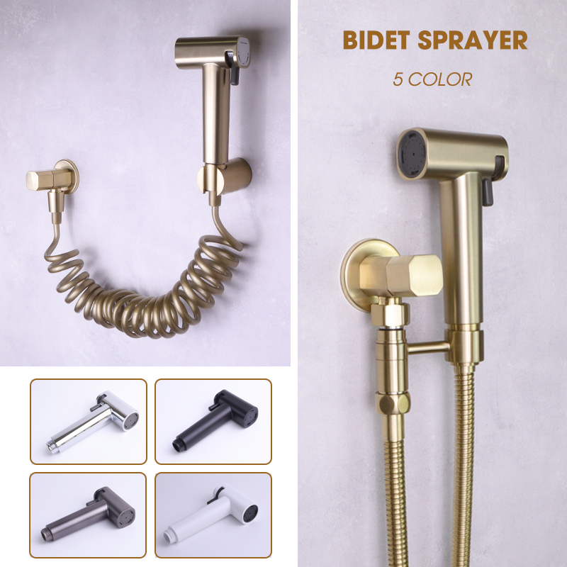 Bộ Van Vòi Xịt Toilet 2 Chức Năng Bằng ABS Màu Đen / Xám / Vàng Kèm Ống Đứng Tiện Dụng