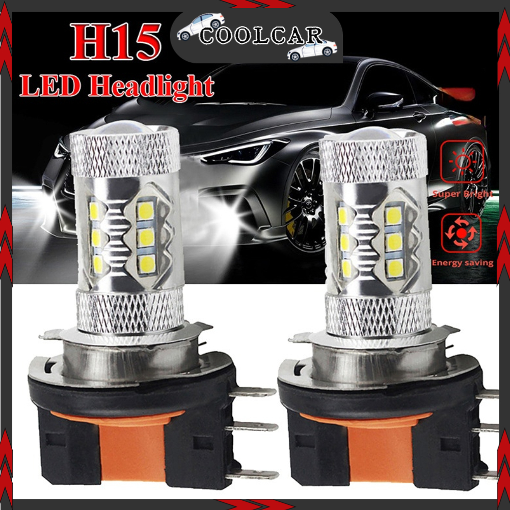 2 Cái/1 Cặp Bóng Đèn LED Trắng Chuyên Dụng Cho Xe Hơi 80W H15（có ảnh thật sau ）- CoolCar