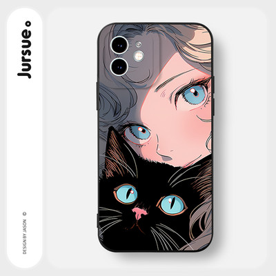 Ốp lưng JURSUE mềm chống bẩn hình dễ thương đẹp đen Cho iPhone 17 16 15 14 13 12 11 Pro Max SE 2020 X XR XS ip 8 7 Plus Y3667
