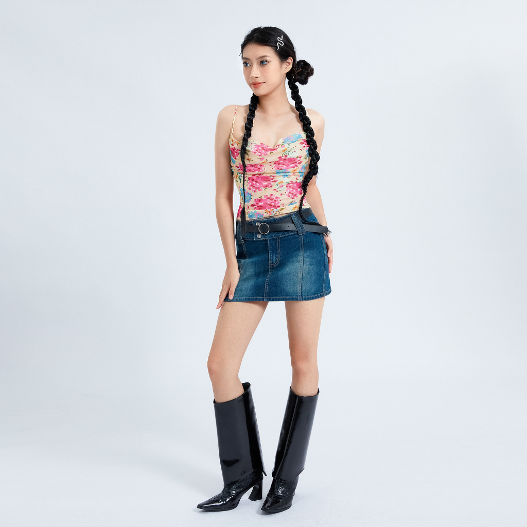 [] - Áo Hai Dây Hở Lưng Ôm Dáng Họa Tiết Hoa Mùa Hè Cho Nữ Đi Tiệc Câu Lạc Bộ