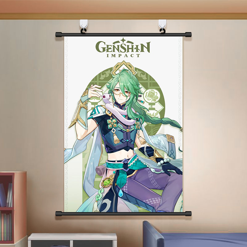 Tranh Cuộn In Hình Nhân Vật Game Genshin Va Chạm Baizhu 20 * 30cm