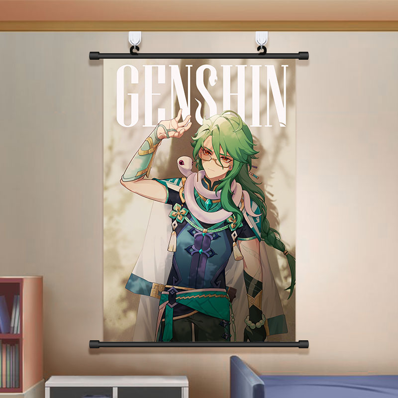 Tranh Cuộn In Hình Nhân Vật Game Genshin Va Chạm Baizhu 20 * 30cm