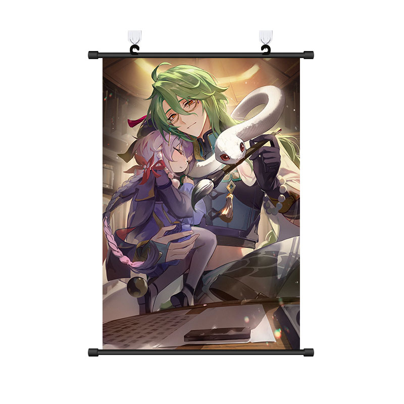 Tranh Cuộn In Hình Nhân Vật Game Genshin Va Chạm Baizhu 20 * 30cm