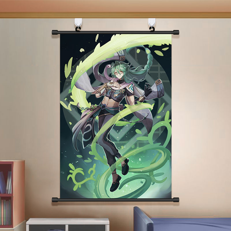 Tranh Cuộn In Hình Nhân Vật Game Genshin Va Chạm Baizhu 20 * 30cm