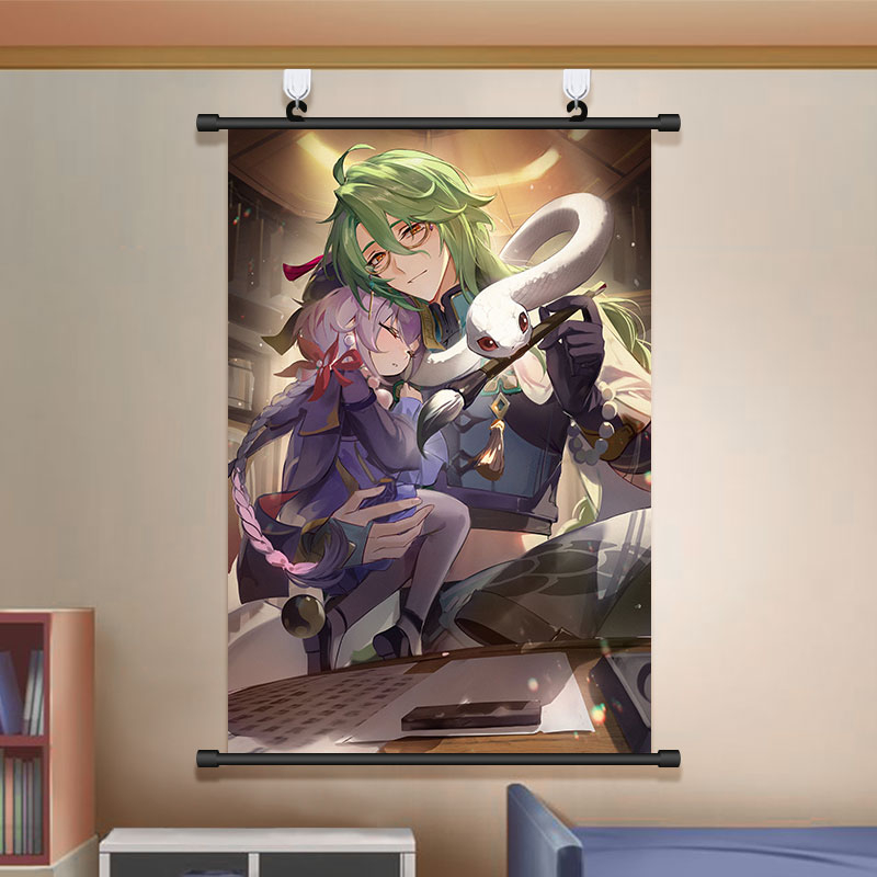 Tranh Cuộn In Hình Nhân Vật Game Genshin Va Chạm Baizhu 20 * 30cm