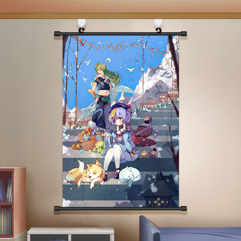 Tranh Cuộn In Hình Nhân Vật Game Genshin Va Chạm Baizhu 20 * 30cm