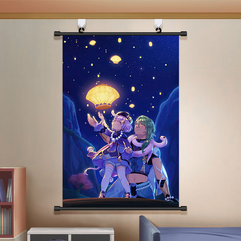 Tranh Cuộn In Hình Nhân Vật Game Genshin Va Chạm Baizhu 20 * 30cm