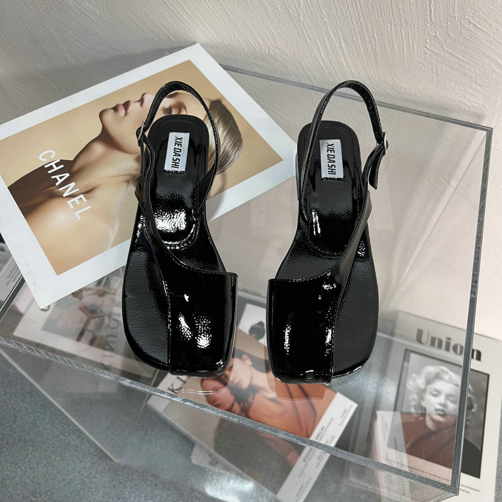 Giày Sandal Hở Ngón Đế Thấp Dày Dặn Phong Cách Âu Mỹ Thời Trang Mùa Hè 2023 Cho Nữ