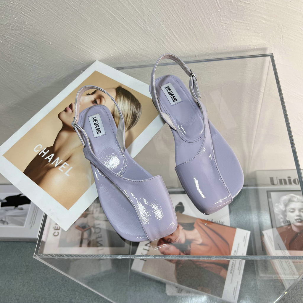 Giày Sandal Hở Ngón Đế Thấp Dày Dặn Phong Cách Âu Mỹ Thời Trang Mùa Hè 2023 Cho Nữ