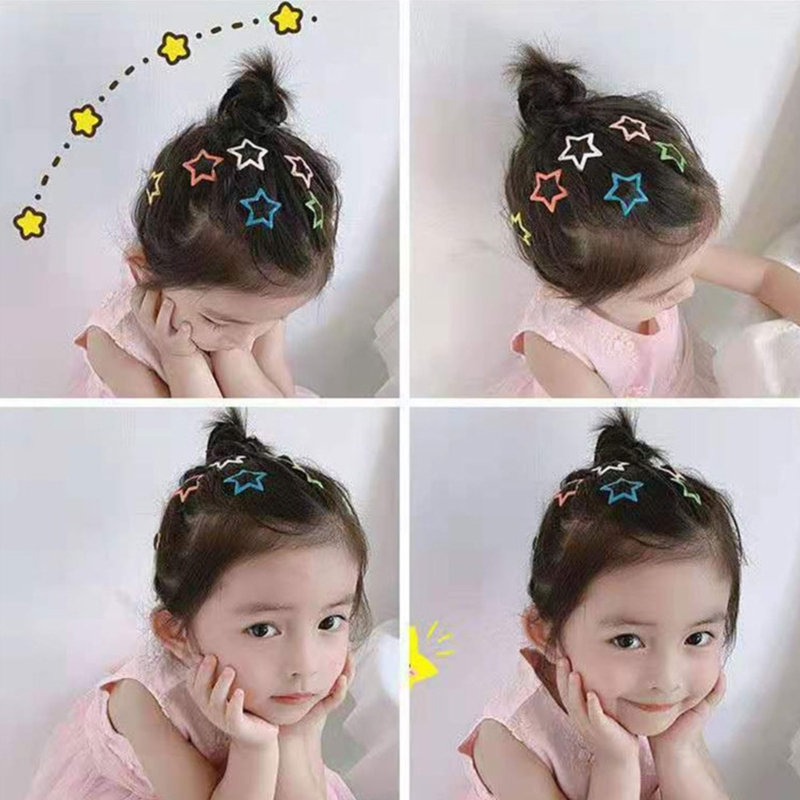 Set 20 kẹp tóc hình ngôi sao nhiều màu sắc phong cách Hàn Quốc