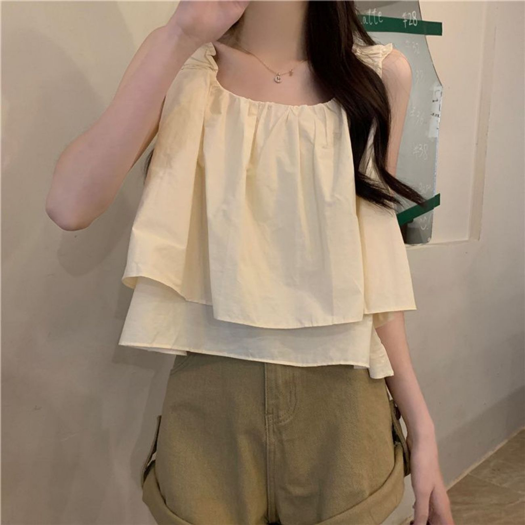 Áo Hai Dây Dáng Rộng Phong Cách Mori Ngọt Ngào Phong Cách Phương Tây Thời Trang Mùa Hè Mới Cho Nữ