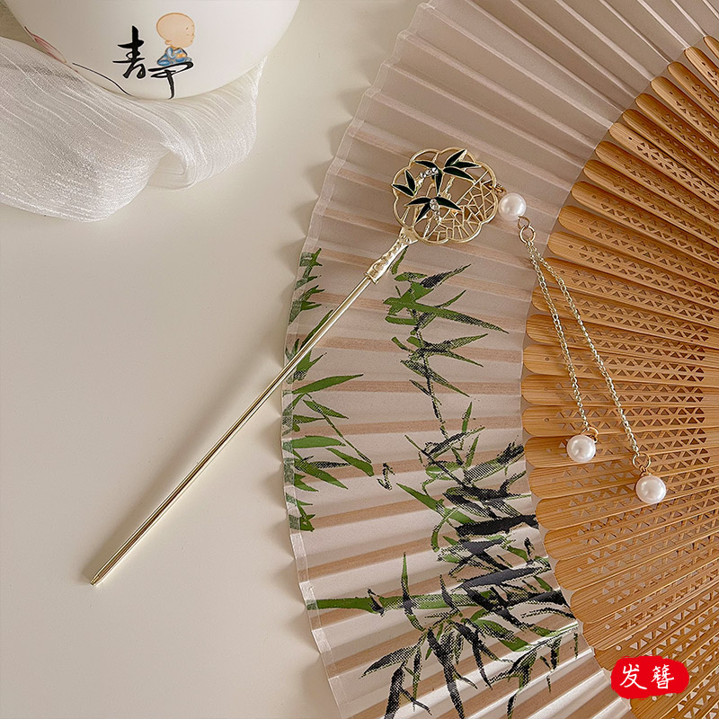 Trâm Cài Tóc Hình Lá Tre Phối Tua Rua Phong Cách Trung Hoa Cổ Điển Cho Nữ