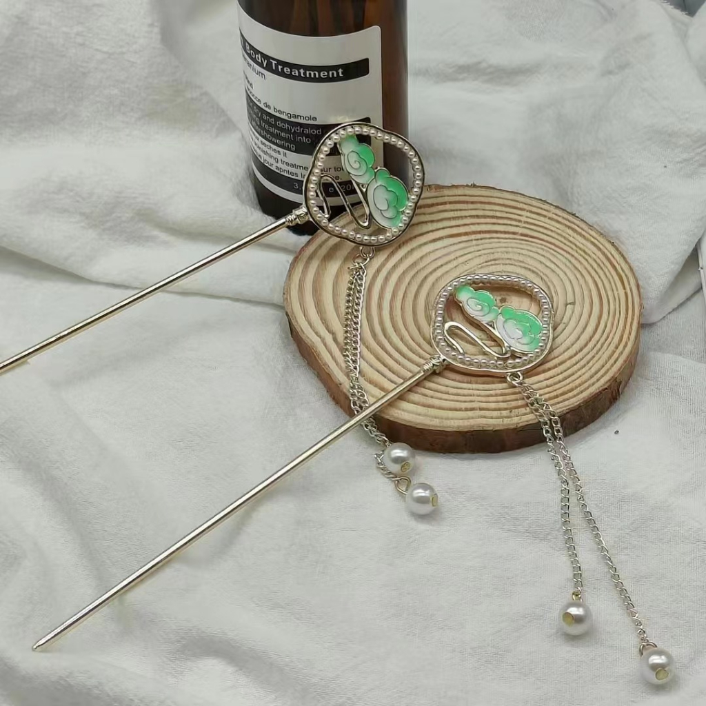 Trâm Cài Tóc Hình Lá Tre Phối Tua Rua Phong Cách Trung Hoa Cổ Điển Cho Nữ