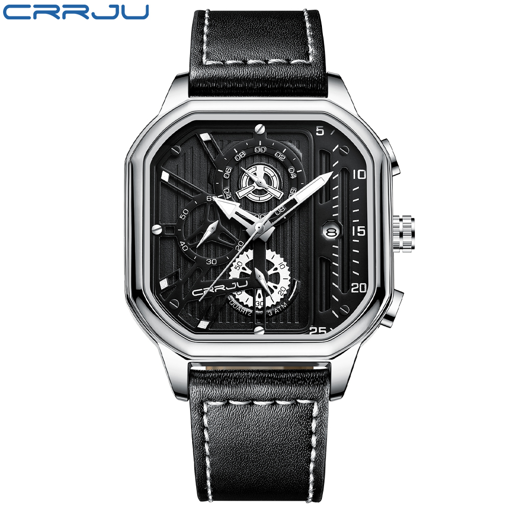 Đồng Hồ Quartz CRRJU Mặt Vuông Chống Thấm Nước Phong Cách Vintage 2302 X No Box