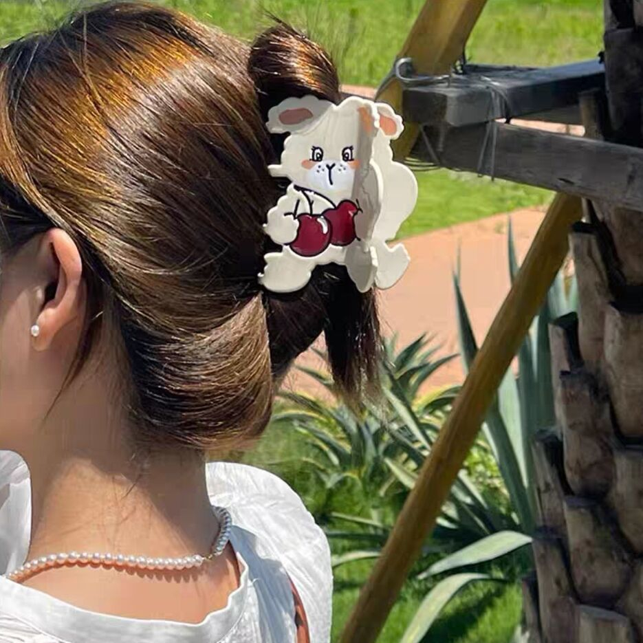 Kẹp Tóc Hình Thỏ Cherry Hoạt Hình Cỡ Lớn Thời Trang Mùa Hè 2023