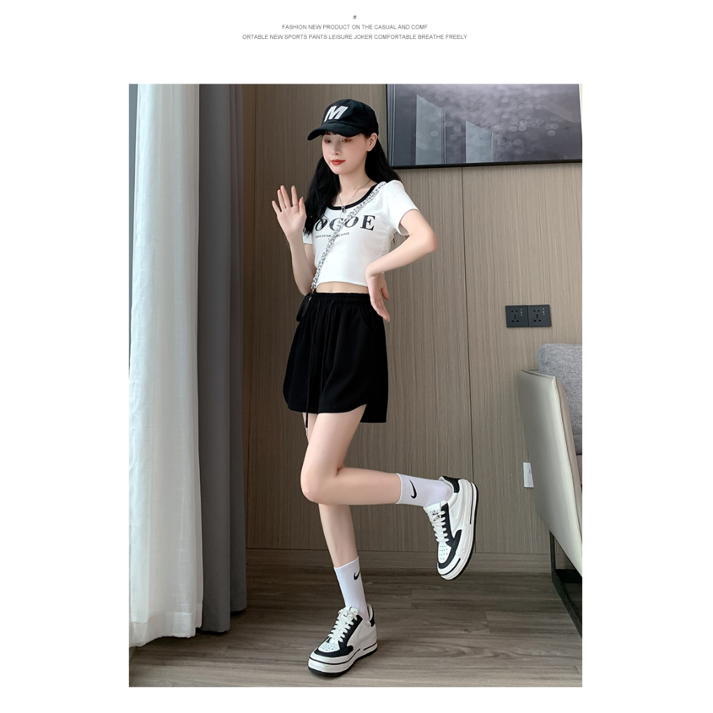 Ethelgirl Quần Short Thể Thao Vải Lụa Lạnh Mỏng Ống Rộng Thời Trang Mùa Hè 6 Màu Sắc Lựa Chọn Dành Cho
