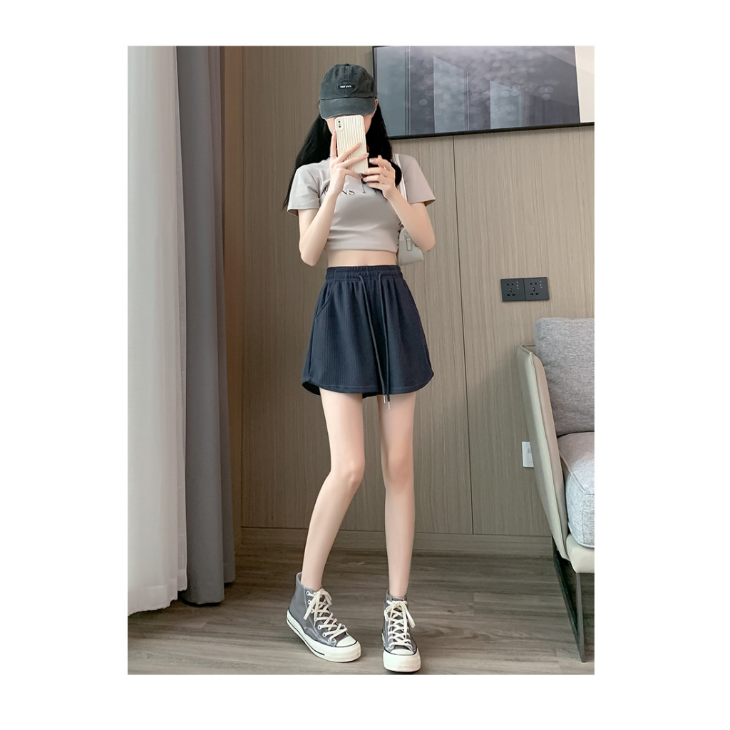 Ethelgirl Quần Short Thể Thao Vải Lụa Lạnh Mỏng Ống Rộng Thời Trang Mùa Hè 6 Màu Sắc Lựa Chọn Dành Cho