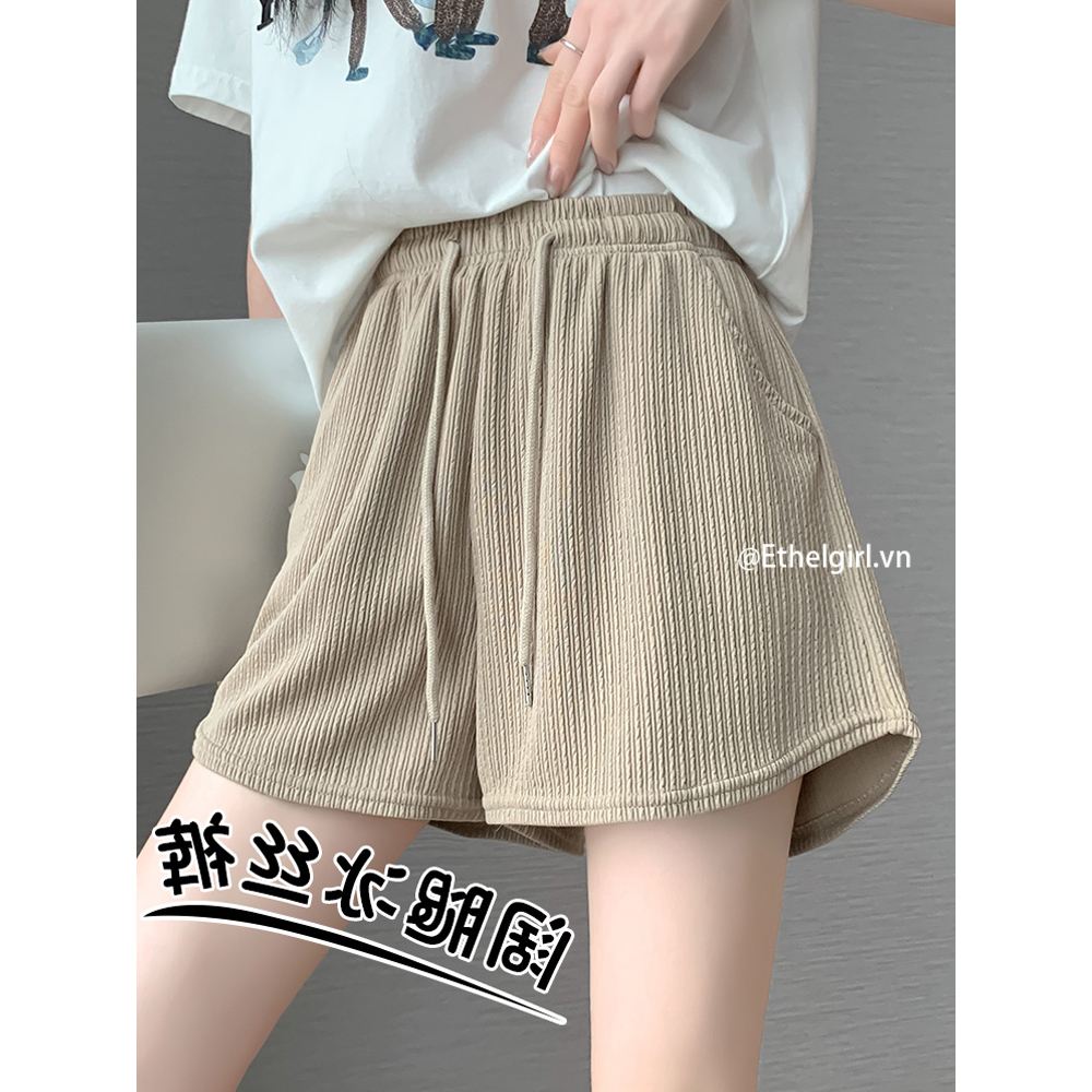 Ethelgirl Quần Short Thể Thao Vải Lụa Lạnh Mỏng Ống Rộng Thời Trang Mùa Hè 6 Màu Sắc Lựa Chọn Dành Cho