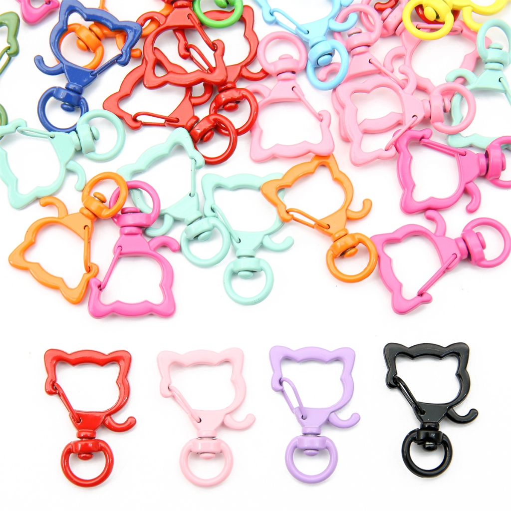 Móc Khóa Hình Mèo Phun Sơn Màu Dễ Thương 21X34mm DIY