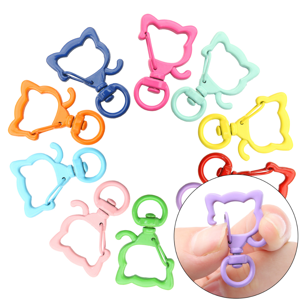 Móc Khóa Hình Mèo Phun Sơn Màu Dễ Thương 21X34mm DIY